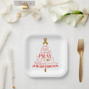childhood cancer awareness Christmas Tree Paper Plate
