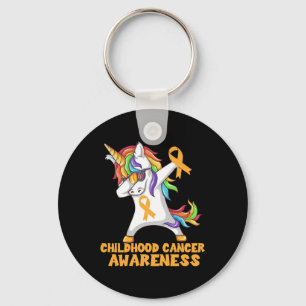 Childhood Cancer Awareness Dabbing Unicorn Warrior Key Ring