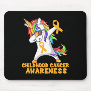 Childhood Cancer Awareness Dabbing Unicorn Warrior Mouse Mat