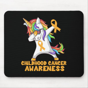 Childhood Cancer Awareness Dabbing Unicorn Warrior Mouse Mat