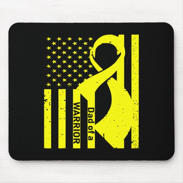 Childhood Cancer Awareness Dad of a WARRIOR Advoca Mouse Mat (Front)