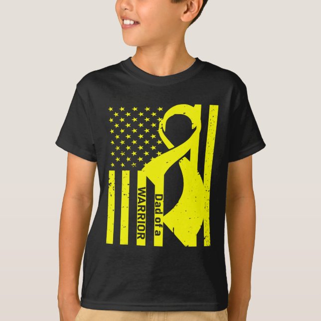 Childhood Cancer Awareness Dad of a WARRIOR Advoca T-Shirt (Front)