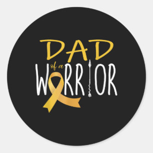 Childhood Cancer Awareness Dad Of A Warrior Classic Round Sticker