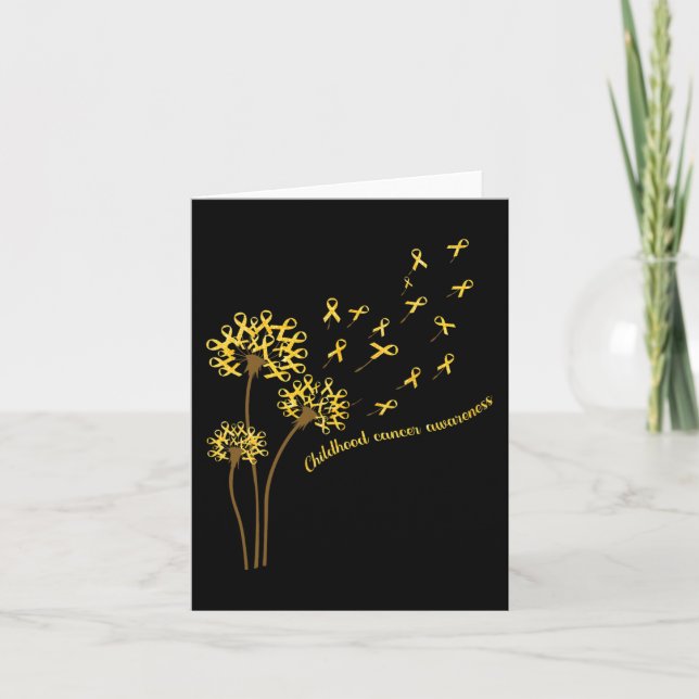Childhood Cancer Awareness Dandelion Flower Gold R Card (Front)