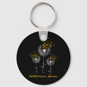 Childhood Cancer Awareness Faith Hope Love Dandeli Key Ring