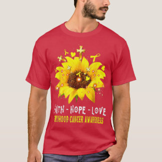 Childhood Cancer Awareness Faith Hope Love Sunflow T-Shirt