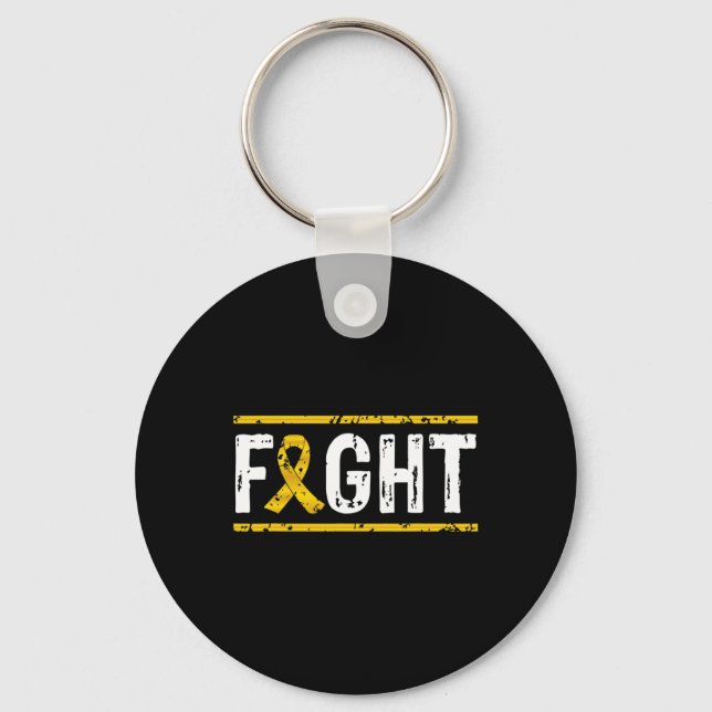 Childhood Cancer Awareness Fight Cancer Gold Ribbo Key Ring (Front)
