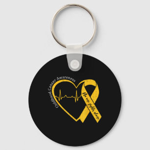 Childhood Cancer Awareness Gold Heart Ribbon Men Key Ring