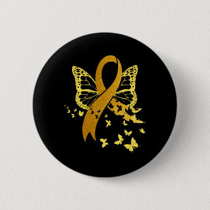 Childhood Cancer Awareness Gold Ribbon Butterfly 6 Cm Round Badge