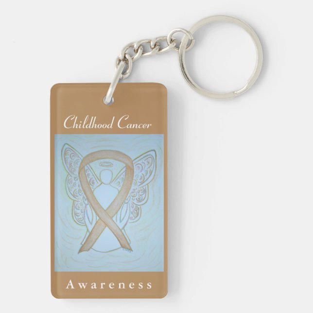 Childhood Cancer Awareness Gold Ribbon Keychain (Back)