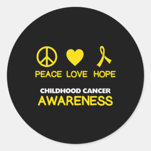 Childhood Cancer Awareness Gold Ribbon Love Heart Classic Round Sticker
