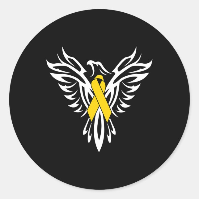 Childhood Cancer Awareness  Gold Ribbon Phoenix Classic Round Sticker (Front)