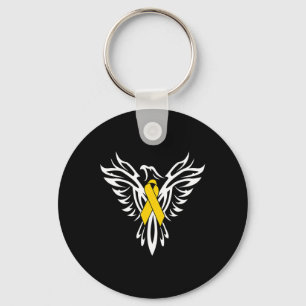 Childhood Cancer Awareness Gold Ribbon Phoenix  Key Ring