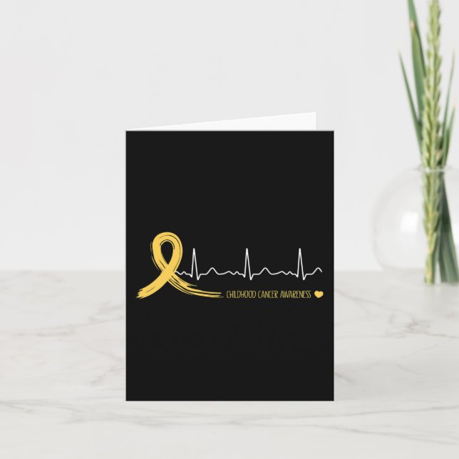 Childhood Cancer Awareness Heartbeat Gold Ribbon  Card (Front)