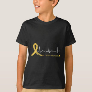 Childhood Cancer Awareness Heartbeat Gold Ribbon  T-Shirt