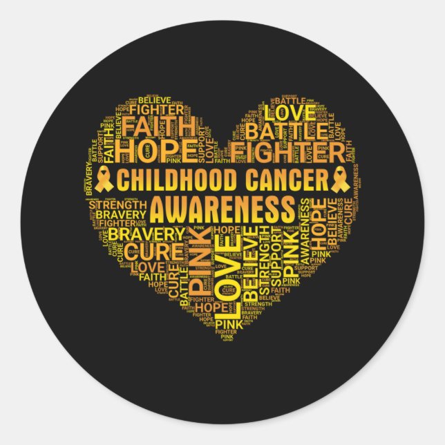 Childhood Cancer Awareness Hope Support Strong Classic Round Sticker (Front)