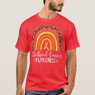 Childhood Cancer Awareness Leopard Rainbow Ribbon T-Shirt