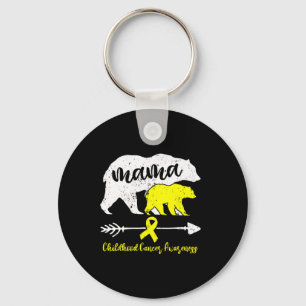 Childhood Cancer Awareness Mama Bear Support Famil Key Ring