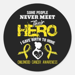 Childhood Cancer Awareness Meet My Hero 1 Classic Round Sticker