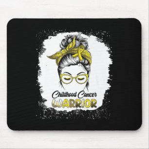 Childhood Cancer Awareness Messy Bun Hair Support Mouse Mat