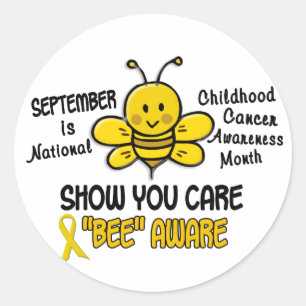 Childhood Cancer Awareness Month Bee 1.1 Classic Round Sticker