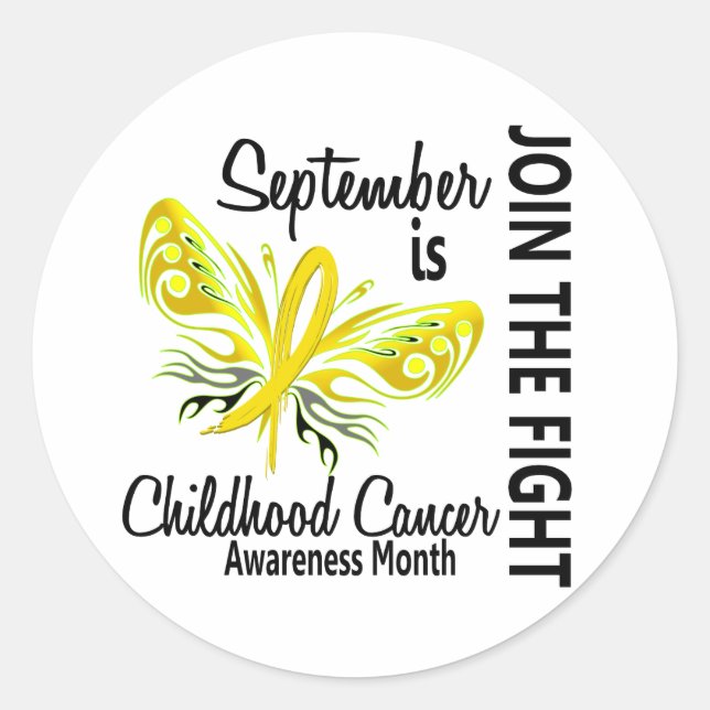 Childhood Cancer Awareness Month Butterfly 3.1 Classic Round Sticker (Front)