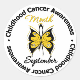 Childhood Cancer Awareness Month Butterfly v4 Classic Round Sticker