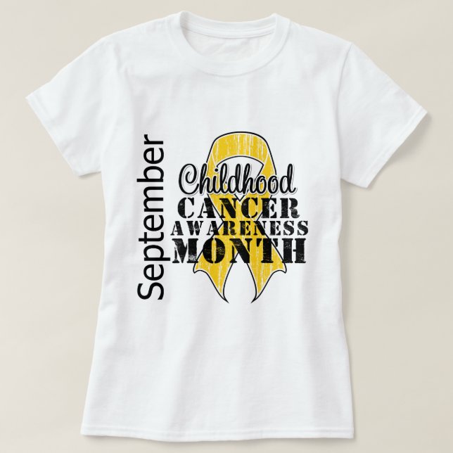Childhood Cancer Awareness Month Distressed Ribbon T-Shirt (Design Front)