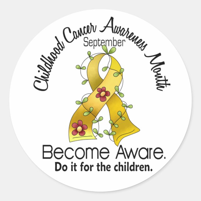 Childhood Cancer Awareness Month Flower Ribbon 2 Classic Round Sticker (Front)
