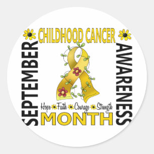 Childhood Cancer Awareness Month Flower Ribbon 4 Classic Round Sticker