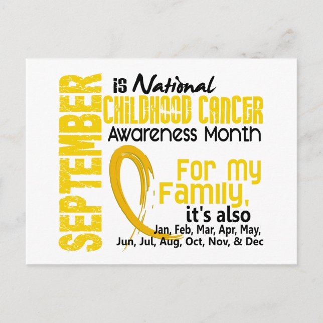 Childhood Cancer Awareness Month For My Family Postcard (Front)