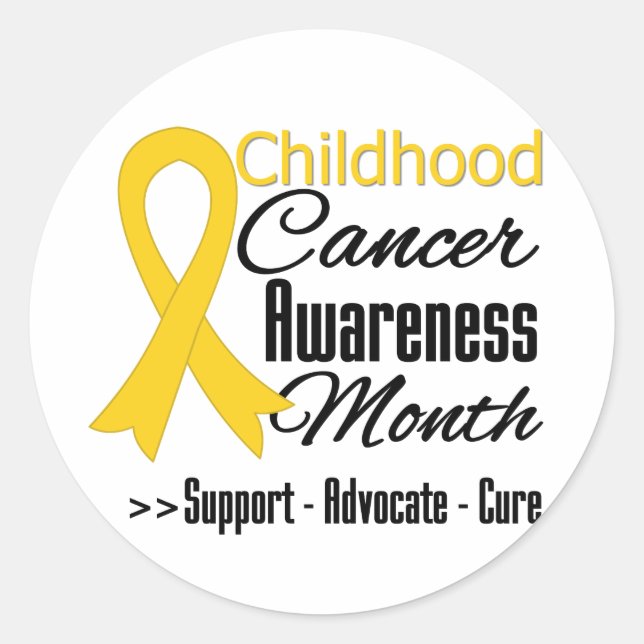 Childhood Cancer Awareness Month Gold Ribbon Classic Round Sticker (Front)