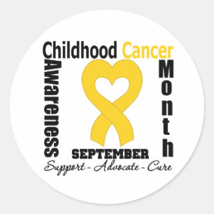 Childhood Cancer Awareness Month Heart Ribbon Classic Round Sticker