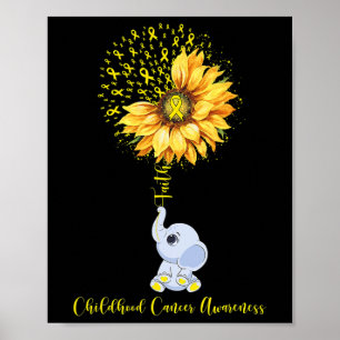 Childhood Cancer Awareness Month Sunflower Elephan Poster