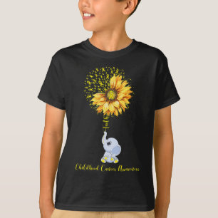 Childhood Cancer Awareness Month Sunflower Elephan T-Shirt