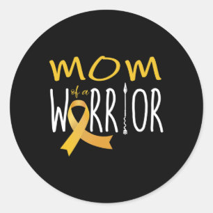 Childhood cancer awareness mum of a warrior  classic round sticker