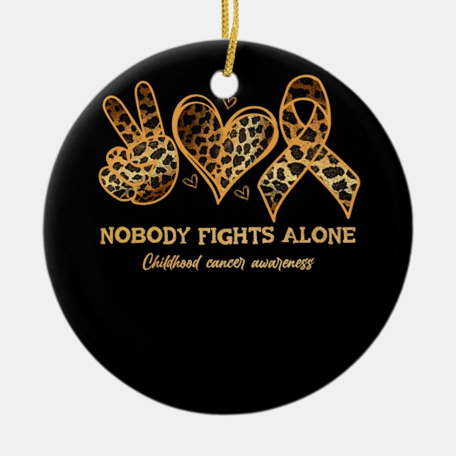 Childhood Cancer Awareness Nobody Fights Alone Sup Ceramic Tree Decoration (Front)