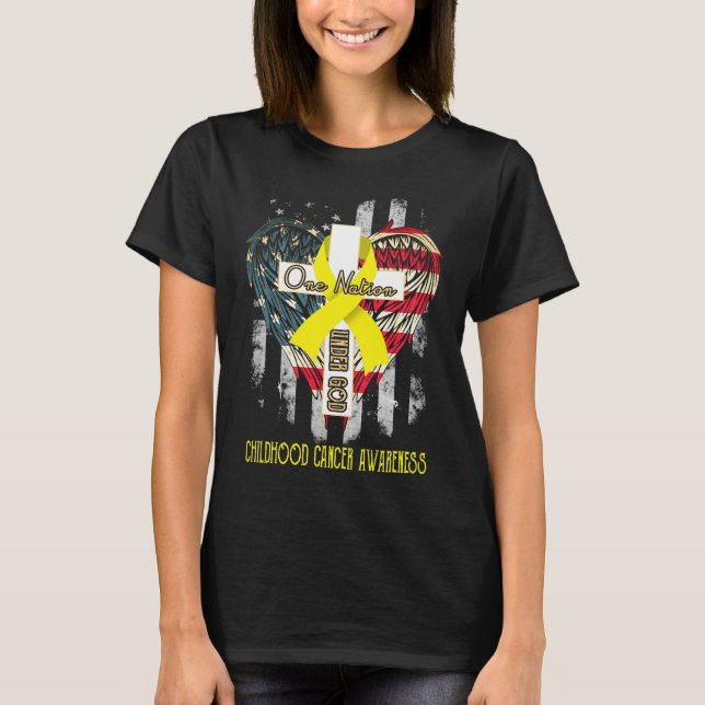childhood cancer awareness one nation under god T-Shirt (Front)
