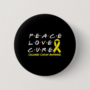 Childhood Cancer Awareness Peace Love Cure  6 Cm Round Badge