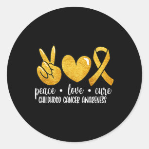 Childhood Cancer Awareness Peace Love Cure Childho Classic Round Sticker