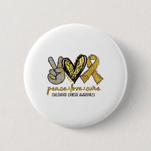 Childhood Cancer Awareness Peace Love Cure Leopard 6 Cm Round Badge