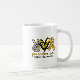 Childhood Cancer Awareness Peace Love Cure Leopard Coffee Mug