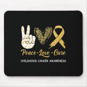Childhood Cancer Awareness Peace Love Cure Leopard Mouse Mat
