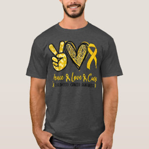 Childhood Cancer Awareness Peace Love Cure Leopard T-Shirt