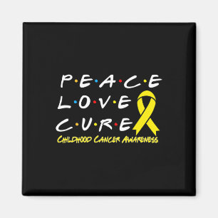 Childhood Cancer Awareness Peace Love Cure Magnet