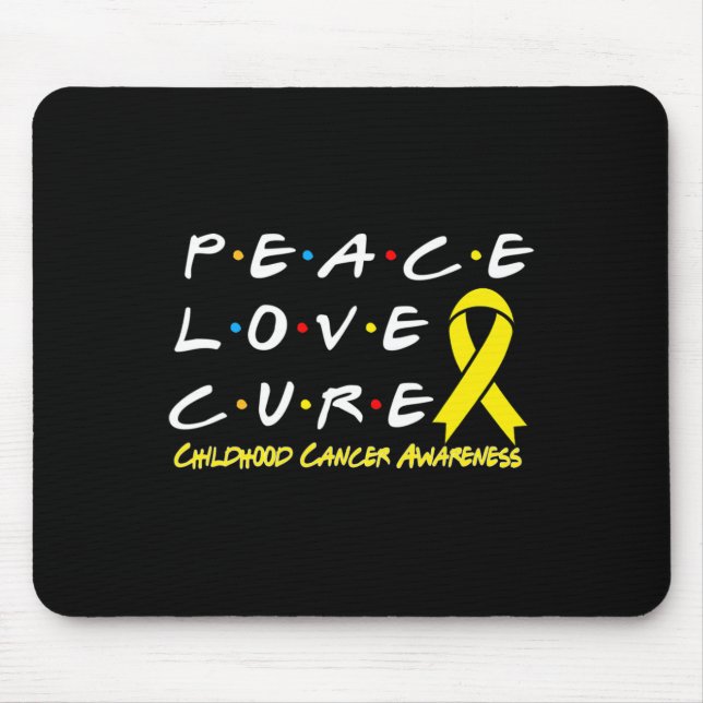 Childhood Cancer Awareness Peace Love Cure  Mouse Mat (Front)