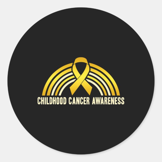 Childhood Cancer Awareness Rainbow Classic Round Sticker (Front)