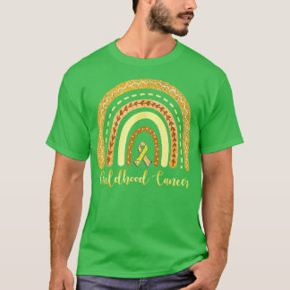 Childhood Cancer Awareness Rainbow Strong Gold Rib T-Shirt