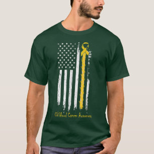 Childhood Cancer Awareness Ribbon In A Flag 131 T-Shirt