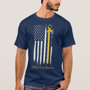 Childhood Cancer Awareness Ribbon In A Flag T-Shirt